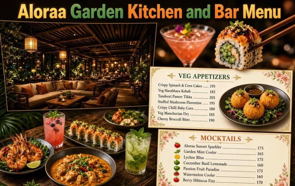 Aloraa Garden Kitchen and Bar Menu 2026 : Pune’s Bali-Inspired Dining Escape!! Aloraa Garden Kitchen and Bar Menu
