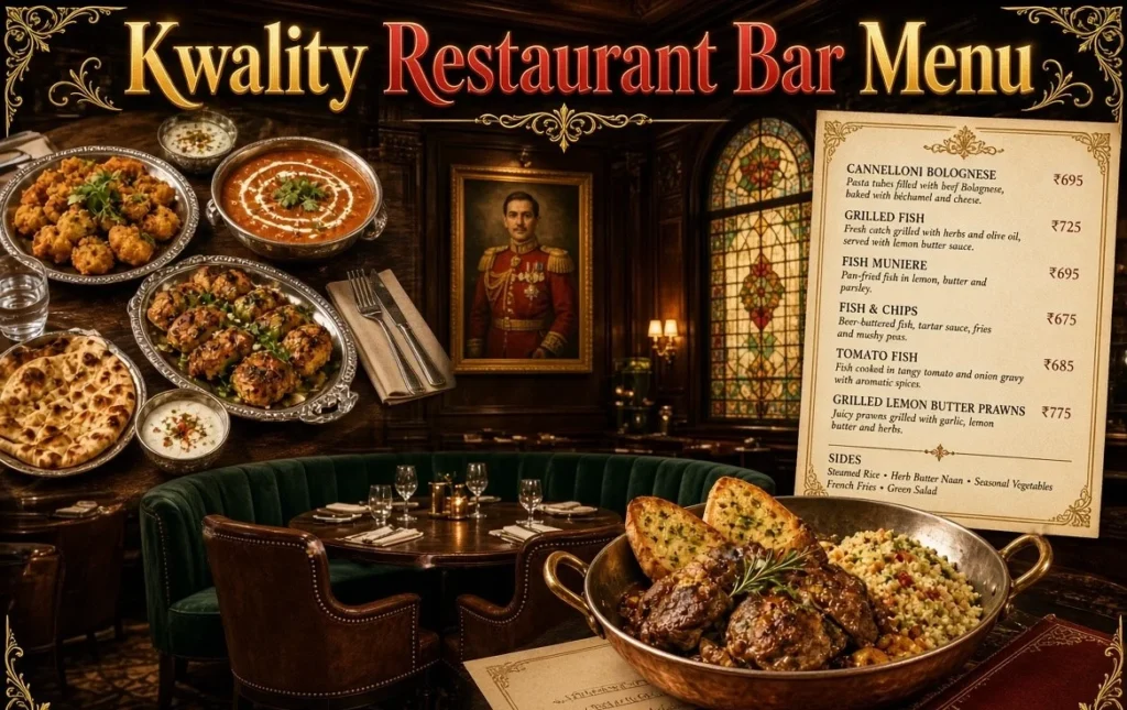 Kwality Restaurant Bar Menu
